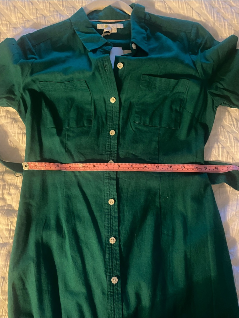 Boden Green Button-Front / Tie Midi Shirt Dress - Size 4 NWT - Picture 6 of 7